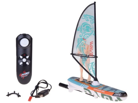 Zdalnie sterowany świecący WINDSURFER pływający na pilota RC0740