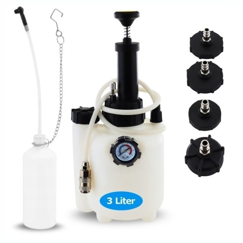 Zestaw do odpowietrzania hamulców 3L + zbiornik 1L + 4 adaptery