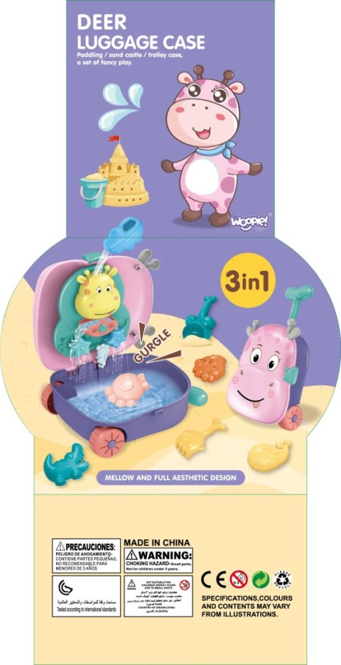 WOOPIE Zestaw do Piasku 3w1 Walizka Jelonek+ Zabawka Wodna