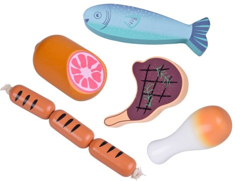 Drewniana SKRZYNKA Z WĘDLINAMI - zestaw zabawkowych mięs dla dzieci ZA5942