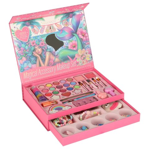 Kuferek zestaw kosmetyków do makijażu i paznokci makeup kosmetyki cienie lakiery szuflady syrenka