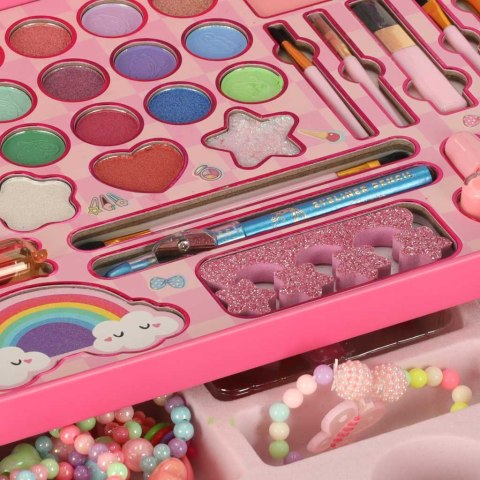 Kuferek zestaw kosmetyków do makijażu i paznokci makeup kosmetyki cienie lakiery szuflady syrenka