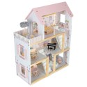 Domek dla lalek drewniany mebelki 80cm róż LED