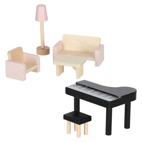 Domek dla lalek drewniany mebelki 80cm róż LED