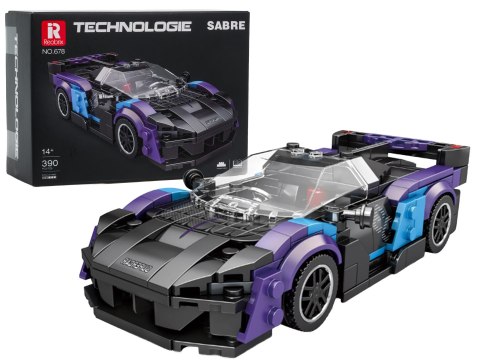 Zestaw Klocków Auto Sportowe Czarno Niebieskie 390el.