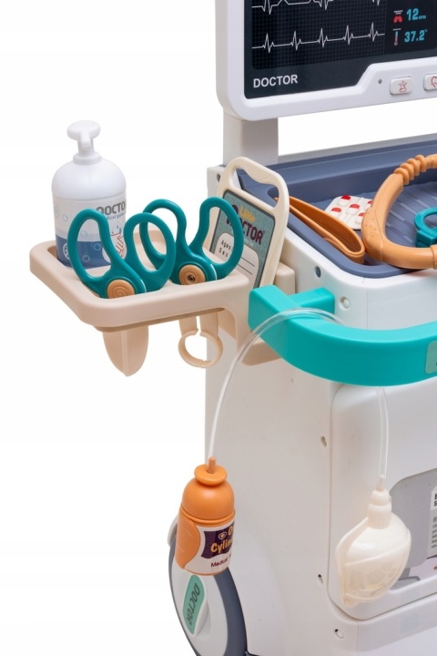 Interaktywny Zestaw Lekarza z Wózkiem lekarskim dla dzieci 3+ EKG RTG + Termometr + Stetoskop + Akcesoria 26 el.