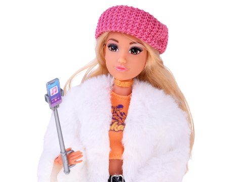 Modna lalka influencerka Anlily zimowy outfit futerko akcesoria ZA5701