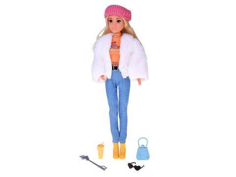 Modna lalka influencerka Anlily zimowy outfit futerko akcesoria ZA5701