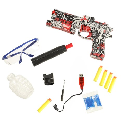 Pistolet na kulki żelowe wodne karabin zasilanie akumulatorowe USB + okulary 550szt. 7-8mm