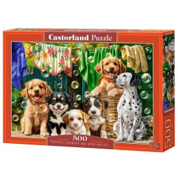 Puzzle 500-elementów Puppies, Laundry and Bird Antics B-54152