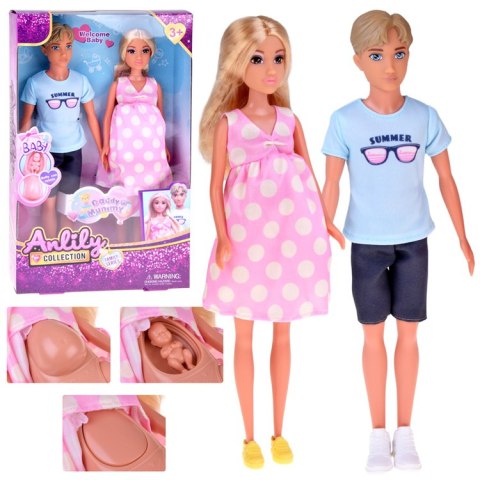 Zestaw rodzina lalek tata mama lalka w ciąży bobas noworodek ZA5700