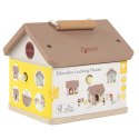 CLASSIC WORLD Drewniany Domek Sensoryczny Edukacyjny z Zamkami Kluczykami 11el.