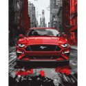 Malowanie po numerach 40x50 cm KHO5157 Czerwony mustang sportowe auto AP0106
