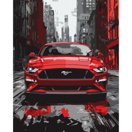 Malowanie po numerach 40x50 cm KHO5157 Czerwony mustang sportowe auto AP0106