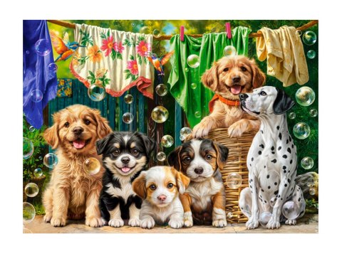 Puzzle 100-elementów Puppies, Laundry and Bird Antics B-111305