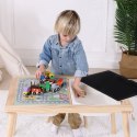 WOOPIE GREEN Drewniany Stolik Aktywności 4w1 Tablica Kredowa Pojemniki Mapa Miasta Papier Rysunkowy
