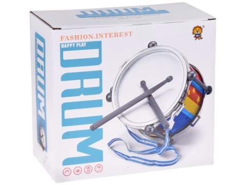 Kolorowy bębenek dla dobosza 2 pałeczki + pasek śr 18 cm IN0181