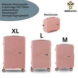 Komplet podróżny 3 walizki XL L M + kosmetyczka twarde TSA 4 kółka lekki