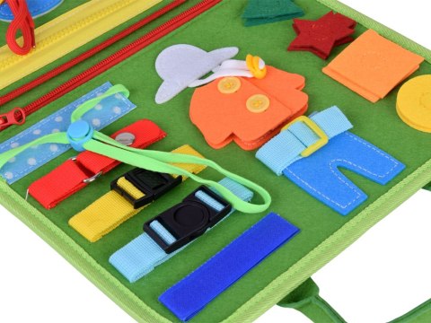 Materiałowa edukacyjna książeczka manipulacyjna Montessori zegar ZA6022