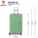 Walizka twarda 60L na 4 kółkach lekka zamek TSA teleskopowy uchwyt zielona