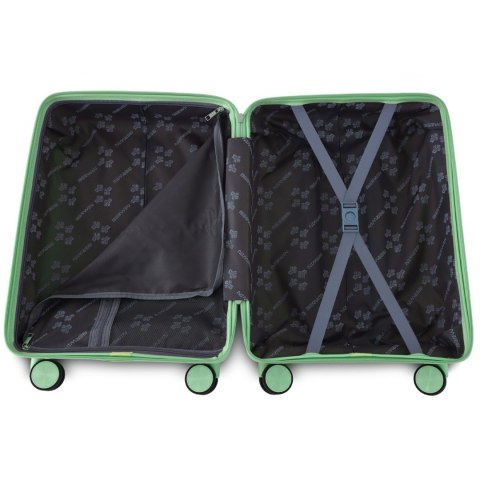 Walizka twarda 60L na 4 kółkach lekka zamek TSA teleskopowy uchwyt zielona