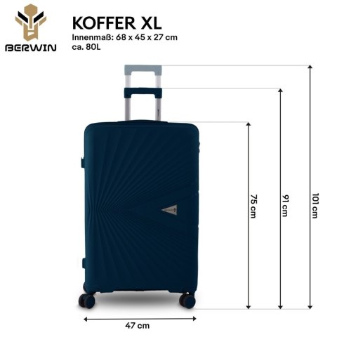 Walizki zestaw XL L M + kosmetyczka twarde 4 kółka TSA lekki komplet podróży