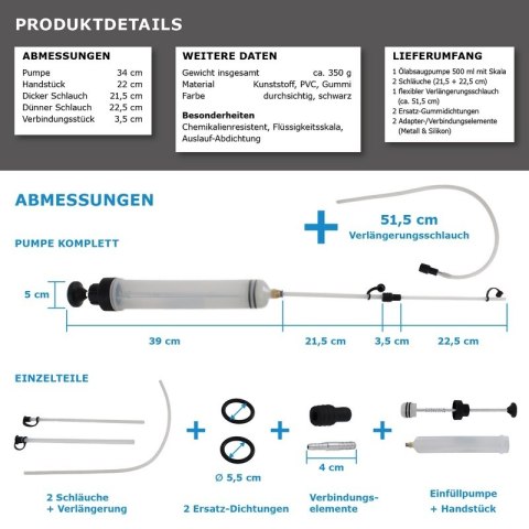Bituxx ręczna pompka napełniająca / przelewowa 0,5 l Mocna konstrukcja