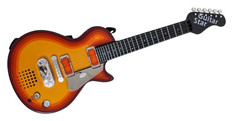 Elektryczna Gitara dla dzieci 3+ czerwone drewno + Słuchawki z mikrofonem + Dźwięki Światła