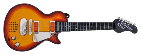 Elektryczna Gitara dla dzieci 3+ czerwone drewno + Słuchawki z mikrofonem + Dźwięki Światła