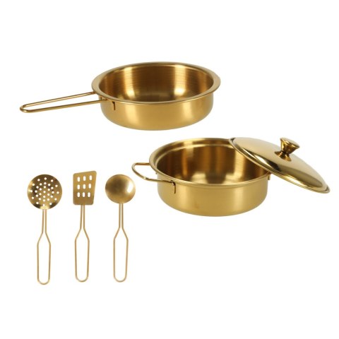 Kuchnia dla dzieci drewniana LULILO ORO z lodówką tablicą kredową złota