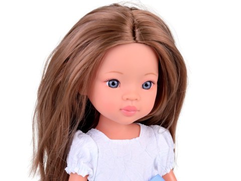Lovely Girl Lalka szatynka z długimi włosami w białej sukience 33cm ZA5850