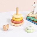 TOOKY TOY Drewniana Układanka Sensoryczna Piramidka Miś Sensoryczny Kolorowy Stacker