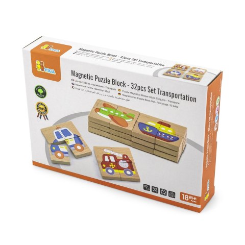 Układanka drewniana puzzle magnetyczne - pojazdy - Viga Toys