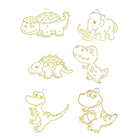 Zestaw Kreatywny DIY Witraże Breloki Dinozaury Pisaki 6 szt.