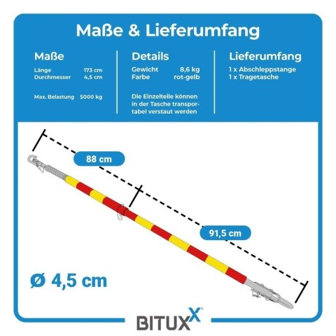 Drążek holowniczy, linka holownicza z amortyzacją do samochodów osobowych — do 5000 kg, z torbą transportową Sztywny Hol