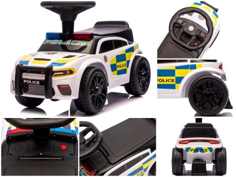 Jeździk dla Dzieci J3 BIAŁY Policyjny Muzyka, światła
