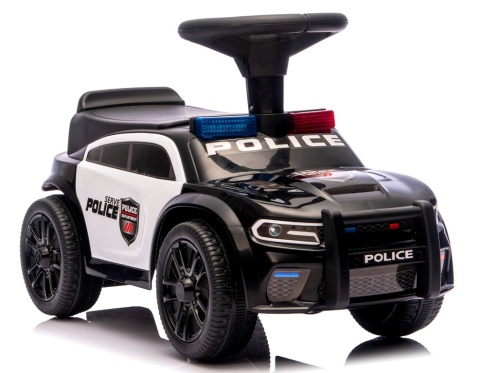Jeździk dla Dzieci J3 CZARNY Policyjny Muzyka, światła