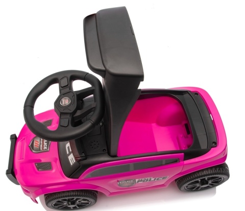 Jeździk dla Dzieci J3 RÓŻOWY Policyjny Muzyka, światła