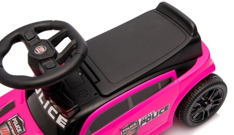 Jeździk dla Dzieci J3 RÓŻOWY Policyjny Muzyka, światła