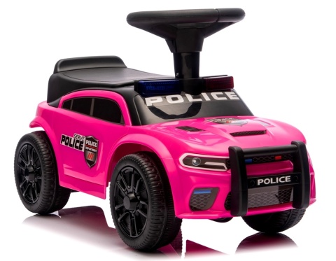 Jeździk dla Dzieci J3 RÓŻOWY Policyjny Muzyka, światła