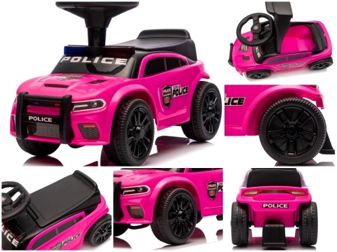 Jeździk dla Dzieci J3 RÓŻOWY Policyjny Muzyka, światła