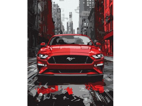 Malowanie po numerach 40x50 cm KHO5157 Czerwony mustang sportowe auto AP0106