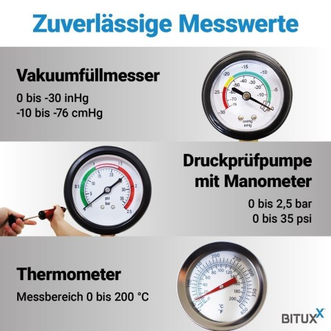 Tester układu chłodzenia BITUXX 28 el. diagnostyczny pompy próżniowa i ciśnieniowa