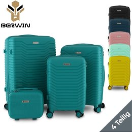 Zestaw 4 walizek podróżnych z beautycase - twarda skorupa, kółka 360°, TSA