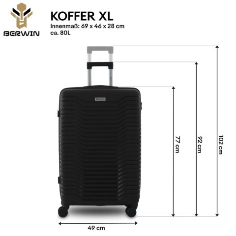 Zestaw 4 walizek podróżnych z beautycase - twarda skorupa, kółka 360°, TSA