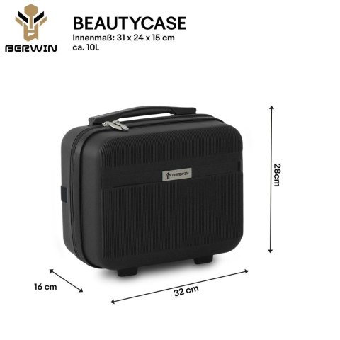 Zestaw 4 walizek podróżnych z beautycase - twarda skorupa, kółka 360°, zamek TSA