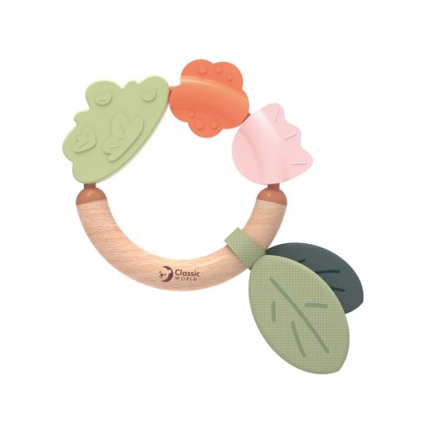 CLASSIC WORLD Drewniana Grzechotka Sensoryczna Gryzak 2w1