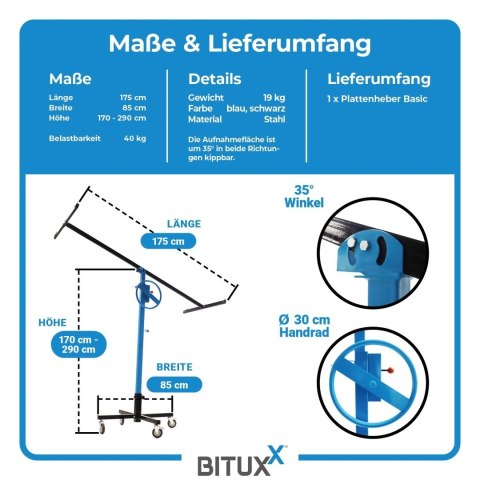 Podnośnik do płyt gipsowych i dachowych Biuuux udżwig do 75kg