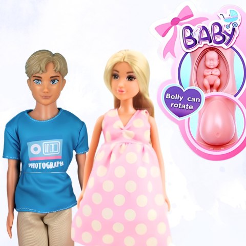 WOOPIE ROYAL Zestaw Lalek Rodzina Lily w Ciąży Tata Niemowlak Wózek Akcesoria