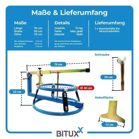 BITUXX Montażownica do opon motocyklowych - łatwa wymiana opon